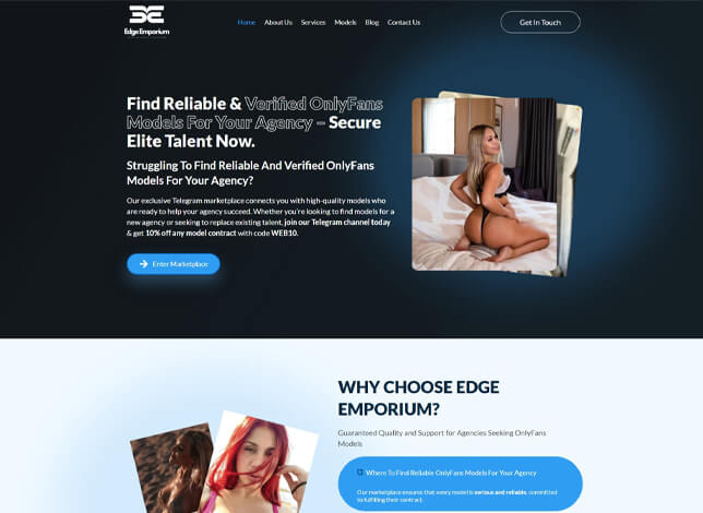 Custom Website Design for Elite OnlyFans Agency Talent Marketplace