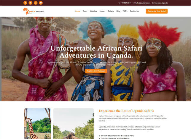 Expert WordPress Website Design for African Safaris Pro Travel Agency